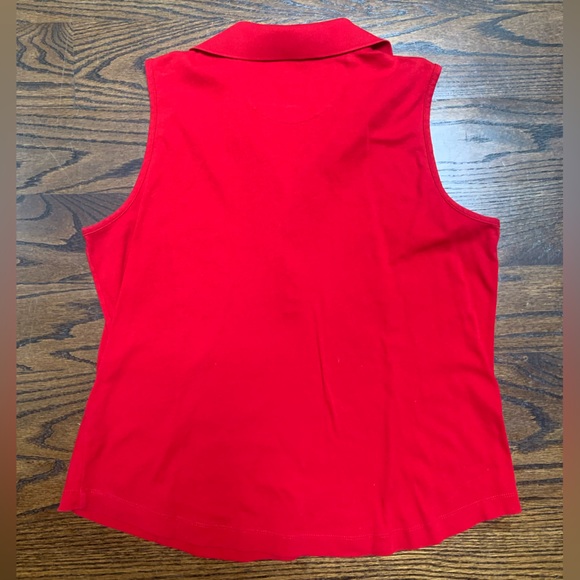 Women's 100% cotton red sleeveless golf top - Picture 4 of 4